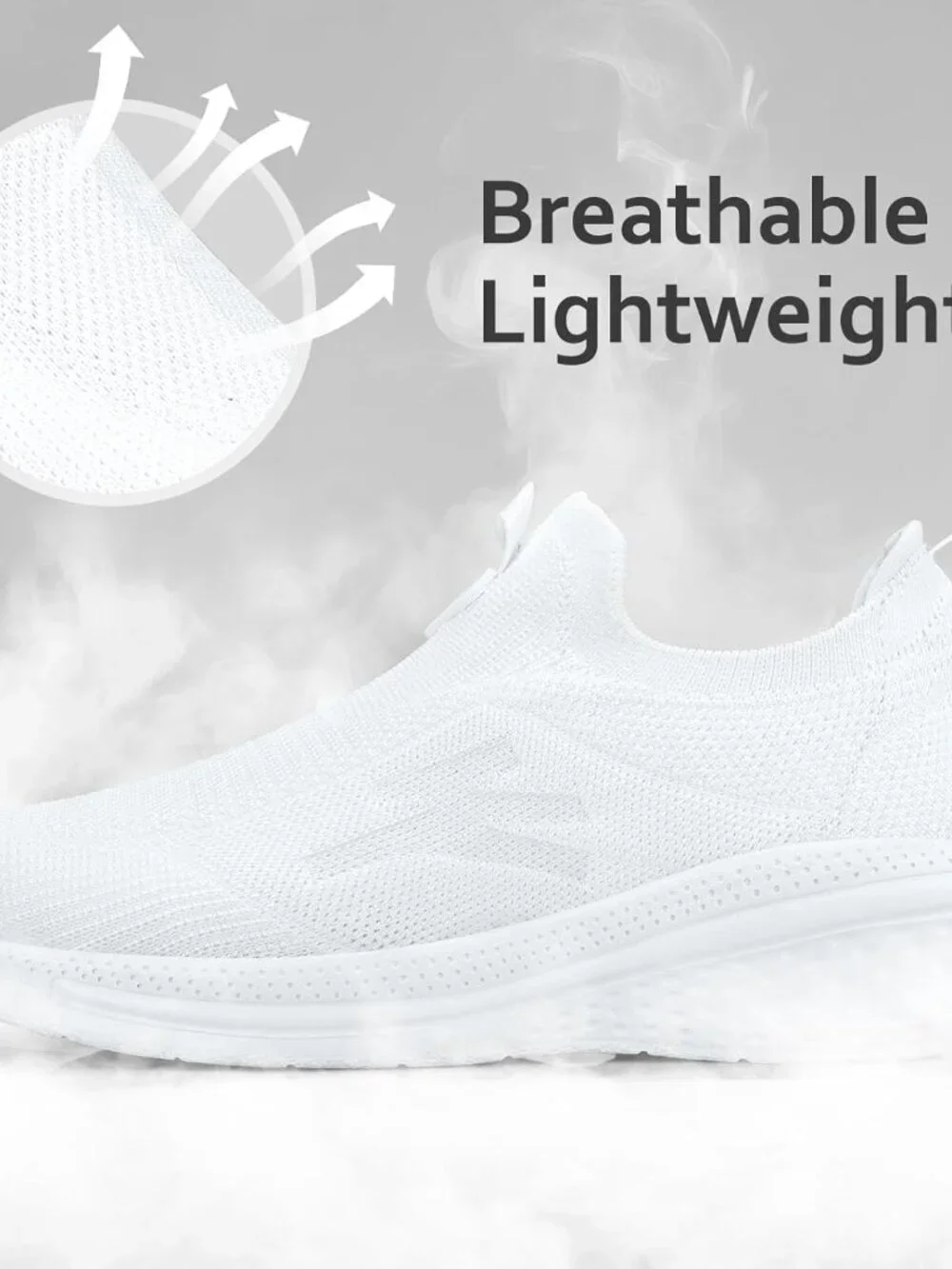 Women's White Walking Shoes Lightweight Breathable Mesh Sneakers Slip Sole